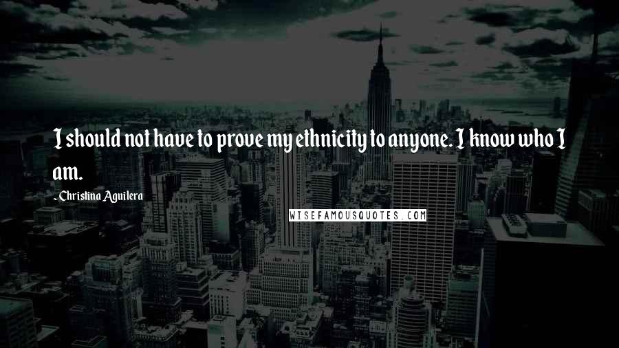 Christina Aguilera Quotes: I should not have to prove my ethnicity to anyone. I know who I am.