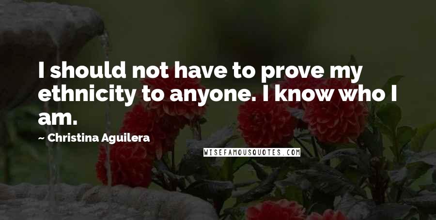 Christina Aguilera Quotes: I should not have to prove my ethnicity to anyone. I know who I am.