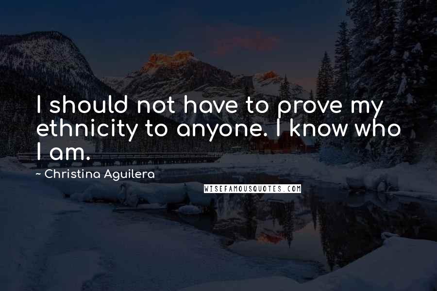 Christina Aguilera Quotes: I should not have to prove my ethnicity to anyone. I know who I am.