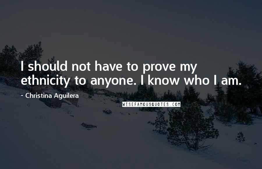 Christina Aguilera Quotes: I should not have to prove my ethnicity to anyone. I know who I am.