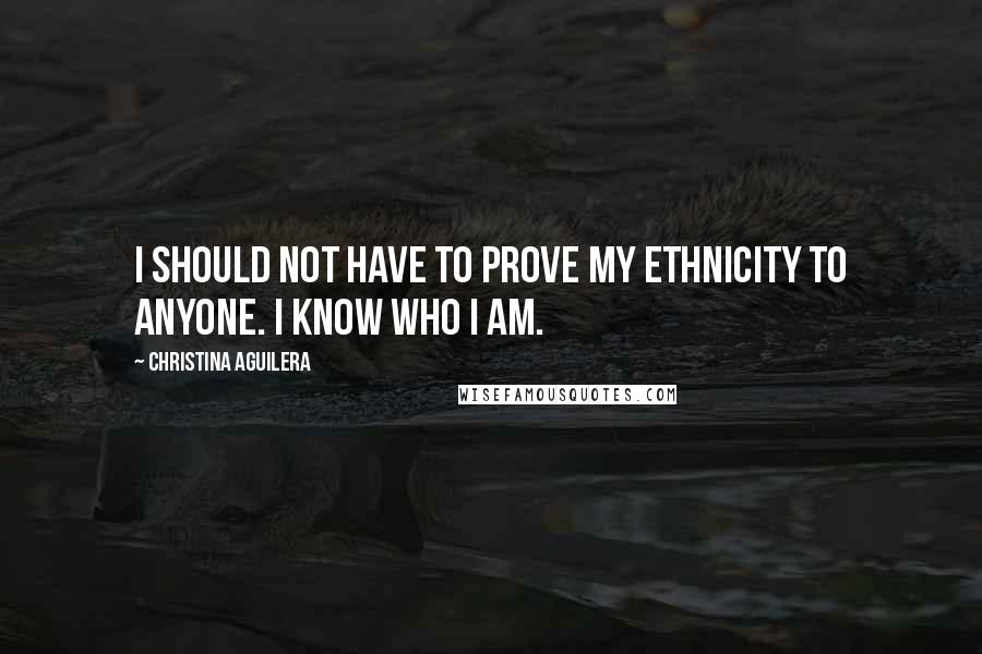 Christina Aguilera Quotes: I should not have to prove my ethnicity to anyone. I know who I am.