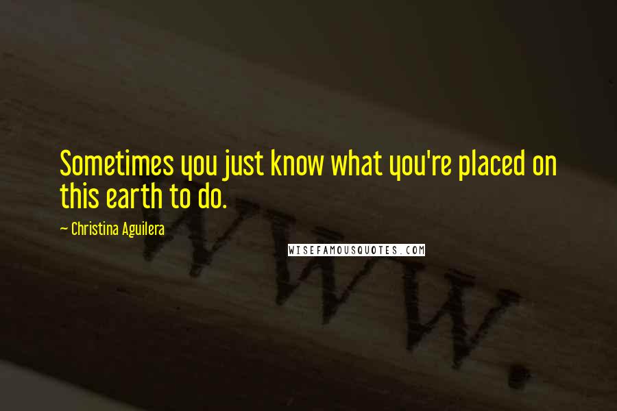 Christina Aguilera Quotes: Sometimes you just know what you're placed on this earth to do.