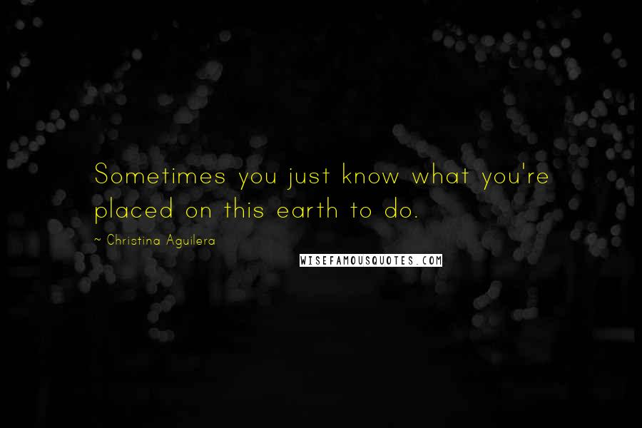 Christina Aguilera Quotes: Sometimes you just know what you're placed on this earth to do.