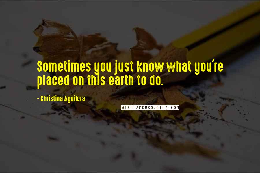 Christina Aguilera Quotes: Sometimes you just know what you're placed on this earth to do.