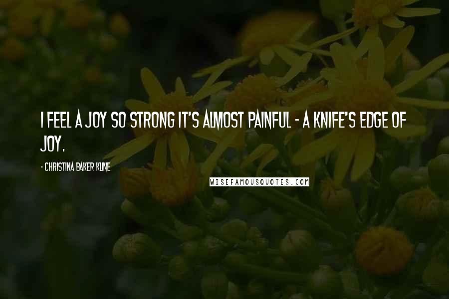 Christina Baker Kline Quotes: I feel a joy so strong it's almost painful - a knife's edge of joy.