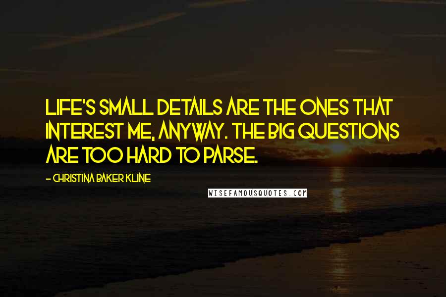 Christina Baker Kline Quotes: Life's small details are the ones that interest me, anyway. The big questions are too hard to parse.