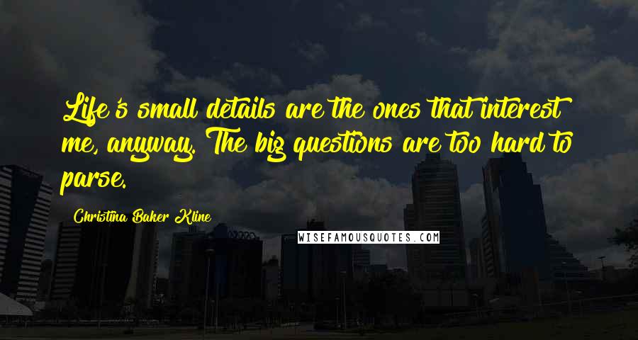 Christina Baker Kline Quotes: Life's small details are the ones that interest me, anyway. The big questions are too hard to parse.