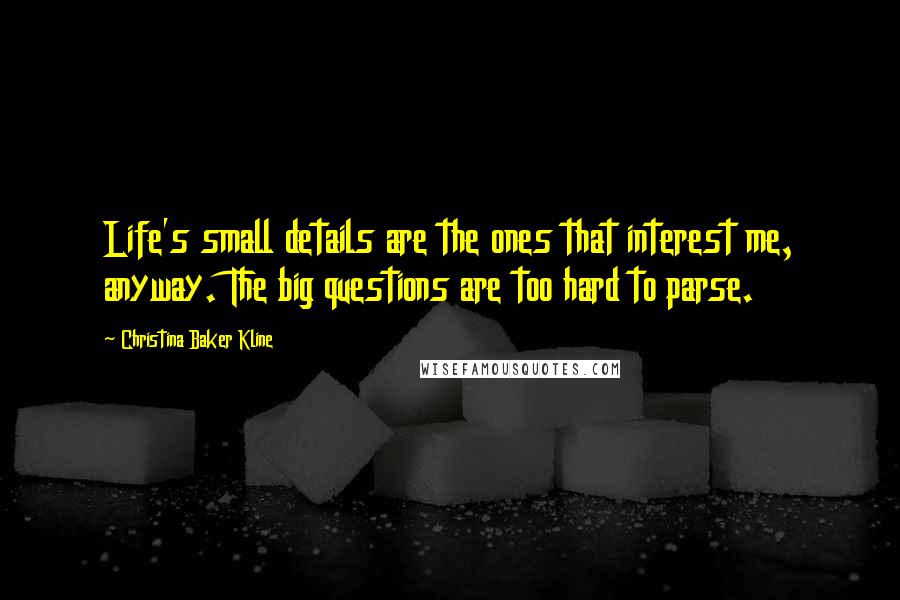 Christina Baker Kline Quotes: Life's small details are the ones that interest me, anyway. The big questions are too hard to parse.