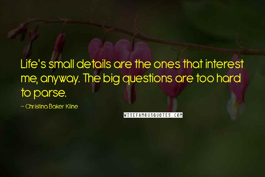 Christina Baker Kline Quotes: Life's small details are the ones that interest me, anyway. The big questions are too hard to parse.