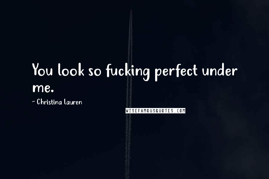 Christina Lauren Quotes: You look so fucking perfect under me.