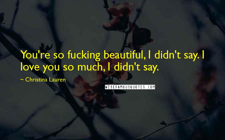 Christina Lauren Quotes: You're so fucking beautiful, I didn't say. I love you so much, I didn't say.