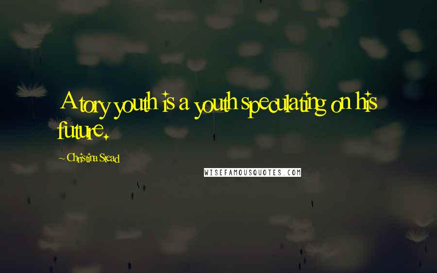 Christina Stead Quotes: A tory youth is a youth speculating on his future.