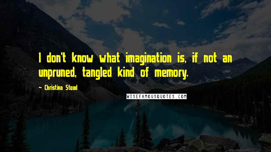 Christina Stead Quotes: I don't know what imagination is, if not an unpruned, tangled kind of memory.