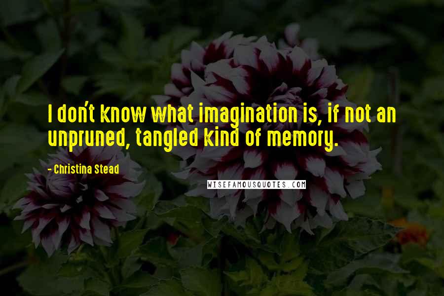 Christina Stead Quotes: I don't know what imagination is, if not an unpruned, tangled kind of memory.