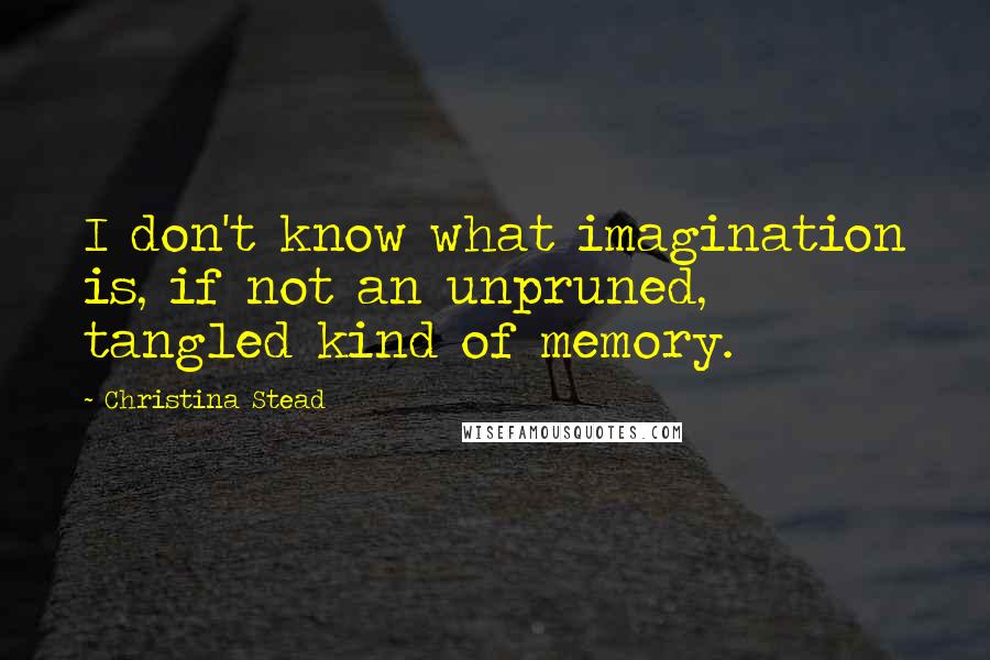 Christina Stead Quotes: I don't know what imagination is, if not an unpruned, tangled kind of memory.