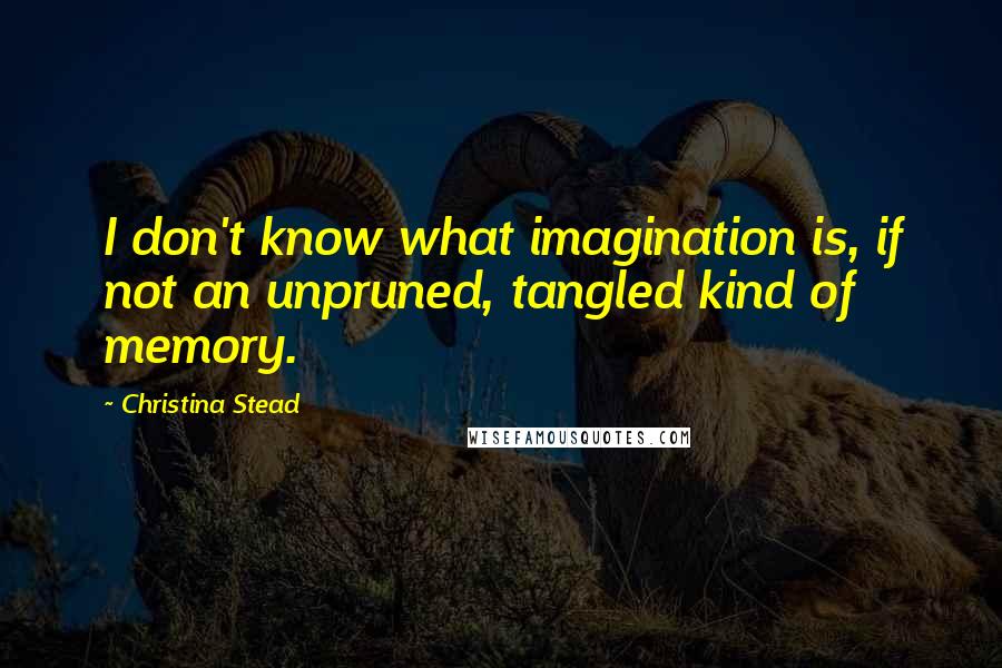 Christina Stead Quotes: I don't know what imagination is, if not an unpruned, tangled kind of memory.