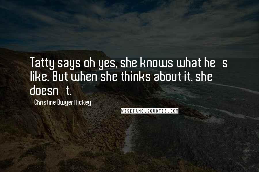 Christine Dwyer Hickey Quotes: Tatty says oh yes, she knows what he's like. But when she thinks about it, she doesn't.