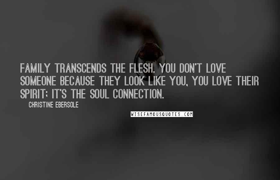 Christine Ebersole Quotes: Family transcends the flesh. You don't love someone because they look like you, you love their spirit; it's the soul connection.