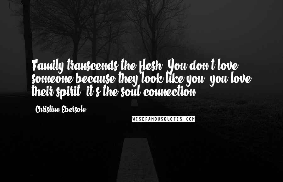 Christine Ebersole Quotes: Family transcends the flesh. You don't love someone because they look like you, you love their spirit; it's the soul connection.