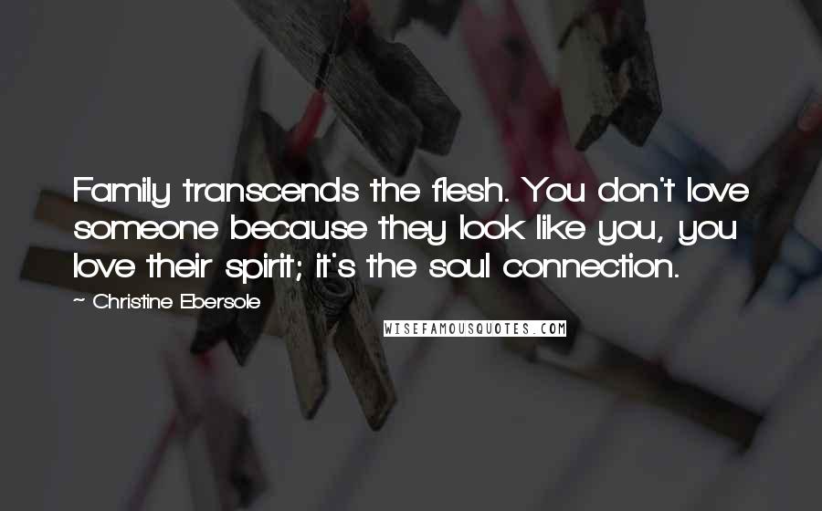 Christine Ebersole Quotes: Family transcends the flesh. You don't love someone because they look like you, you love their spirit; it's the soul connection.