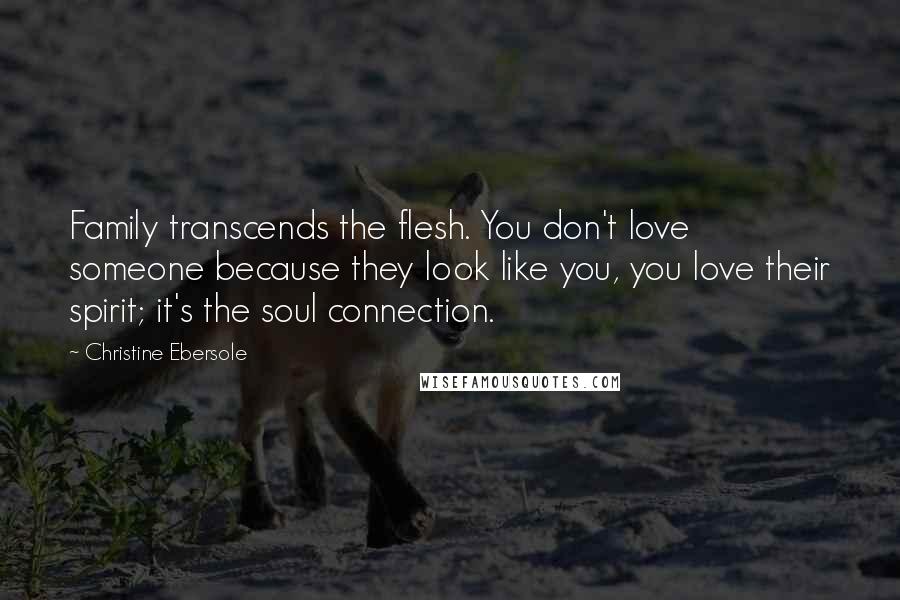 Christine Ebersole Quotes: Family transcends the flesh. You don't love someone because they look like you, you love their spirit; it's the soul connection.