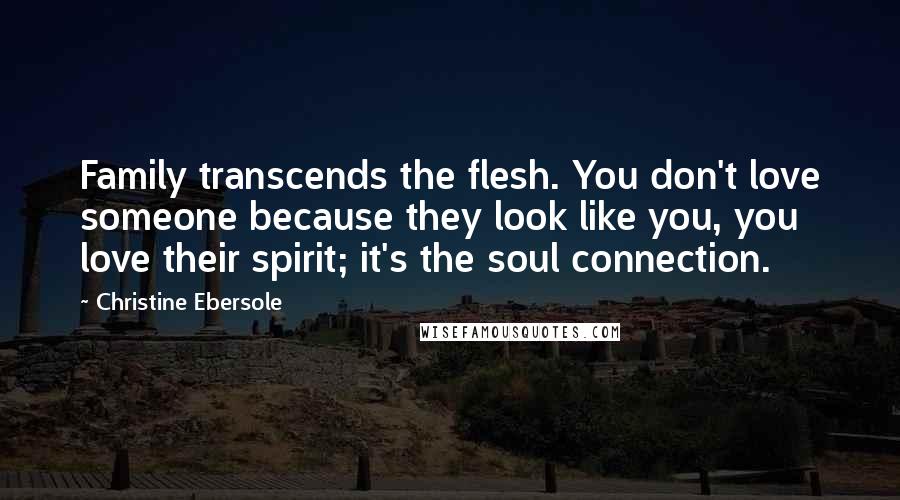 Christine Ebersole Quotes: Family transcends the flesh. You don't love someone because they look like you, you love their spirit; it's the soul connection.