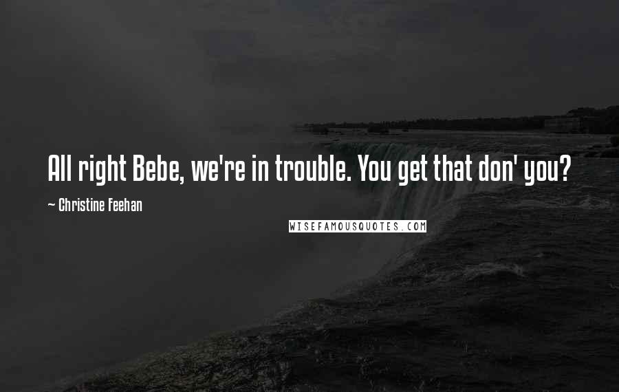 Christine Feehan Quotes: All right Bebe, we're in trouble. You get that don' you?
