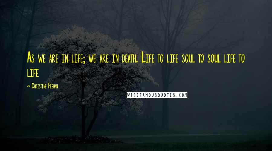 Christine Feehan Quotes: As we are in life; we are in death. Life to life soul to soul life to life