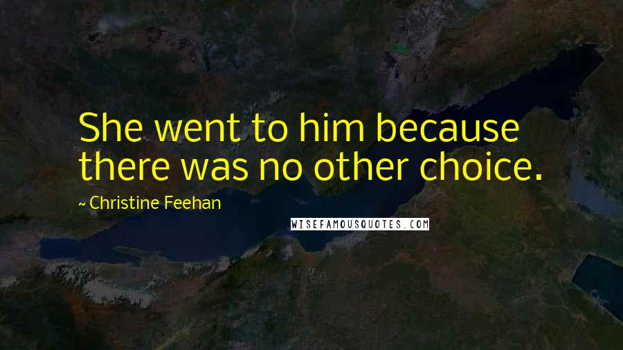 Christine Feehan Quotes: She went to him because there was no other choice.