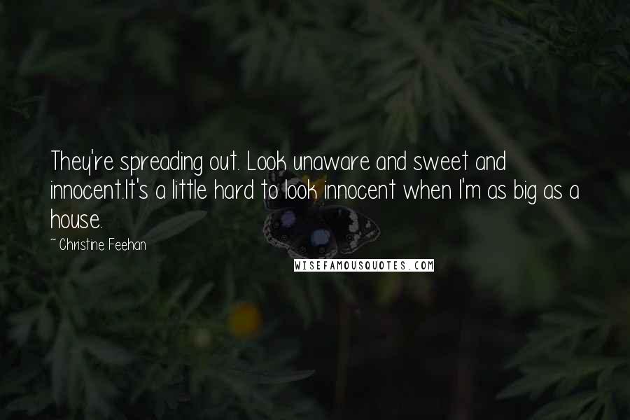 Christine Feehan Quotes: They're spreading out. Look unaware and sweet and innocent.It's a little hard to look innocent when I'm as big as a house.