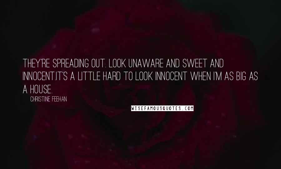 Christine Feehan Quotes: They're spreading out. Look unaware and sweet and innocent.It's a little hard to look innocent when I'm as big as a house.