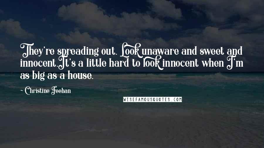 Christine Feehan Quotes: They're spreading out. Look unaware and sweet and innocent.It's a little hard to look innocent when I'm as big as a house.