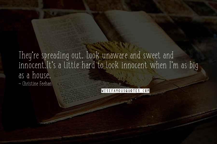 Christine Feehan Quotes: They're spreading out. Look unaware and sweet and innocent.It's a little hard to look innocent when I'm as big as a house.
