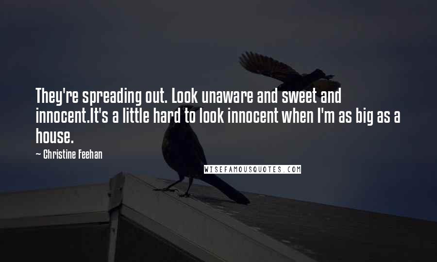 Christine Feehan Quotes: They're spreading out. Look unaware and sweet and innocent.It's a little hard to look innocent when I'm as big as a house.