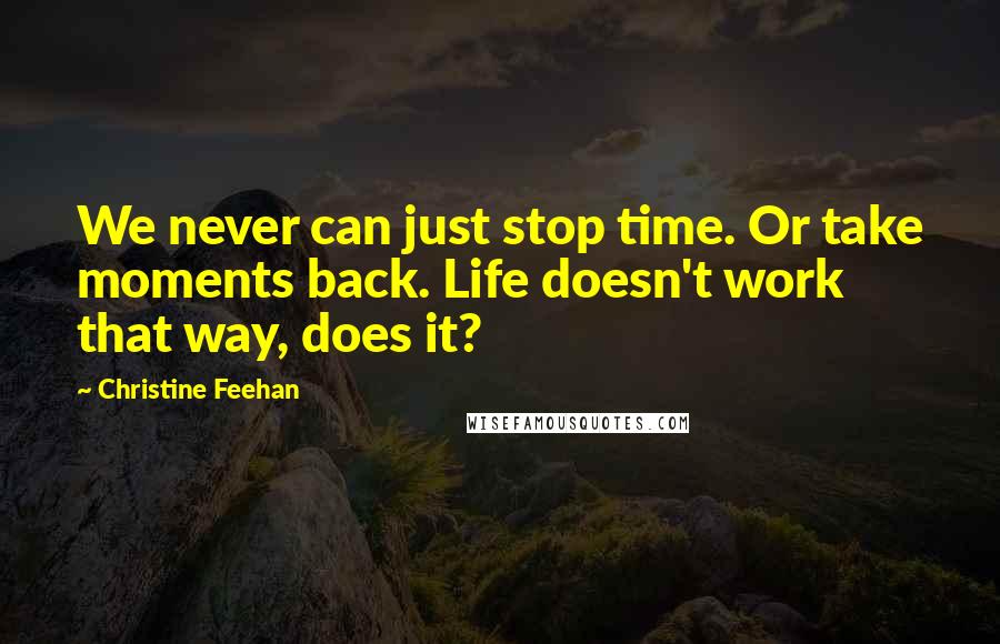 Christine Feehan Quotes: We never can just stop time. Or take moments back. Life doesn't work that way, does it?