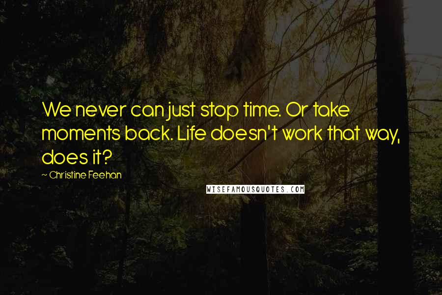 Christine Feehan Quotes: We never can just stop time. Or take moments back. Life doesn't work that way, does it?