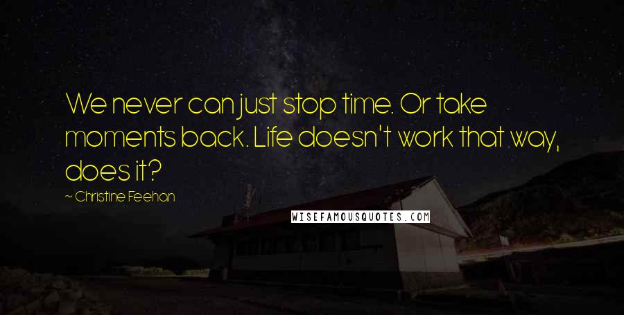 Christine Feehan Quotes: We never can just stop time. Or take moments back. Life doesn't work that way, does it?