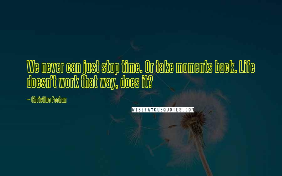 Christine Feehan Quotes: We never can just stop time. Or take moments back. Life doesn't work that way, does it?