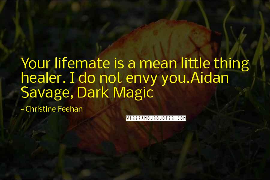 Christine Feehan Quotes: Your lifemate is a mean little thing healer. I do not envy you.Aidan Savage, Dark Magic