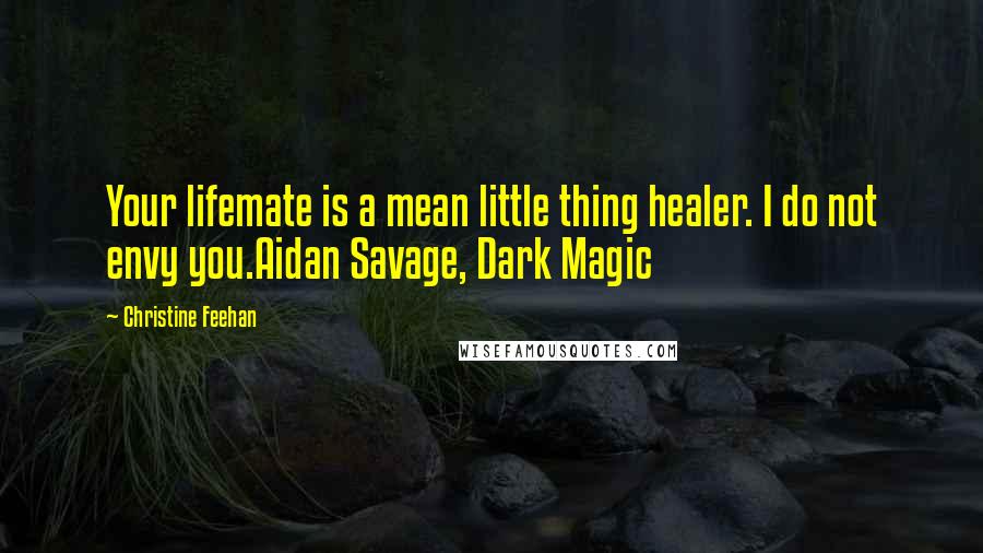 Christine Feehan Quotes: Your lifemate is a mean little thing healer. I do not envy you.Aidan Savage, Dark Magic