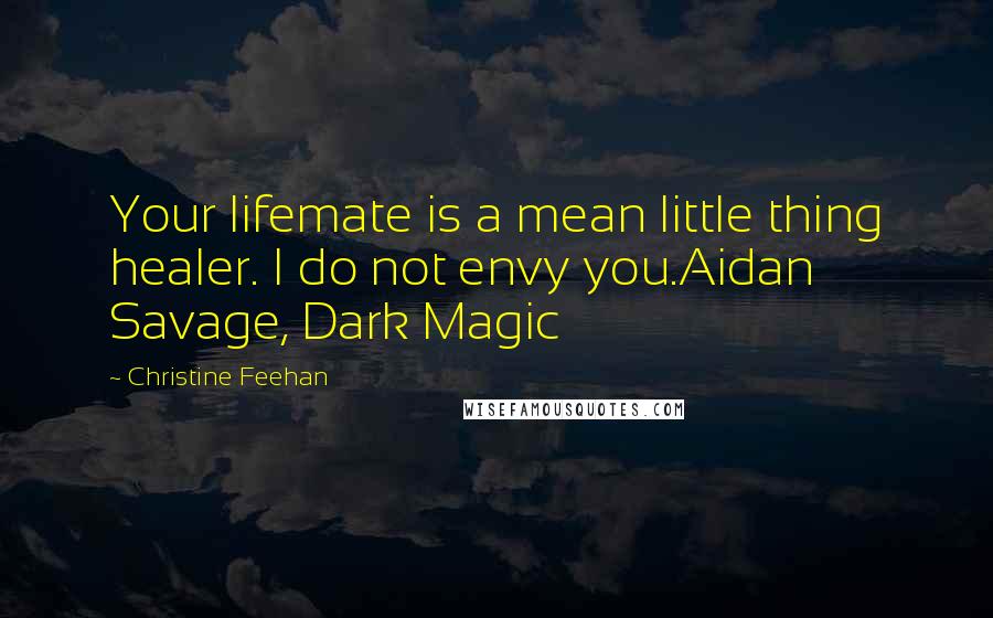 Christine Feehan Quotes: Your lifemate is a mean little thing healer. I do not envy you.Aidan Savage, Dark Magic
