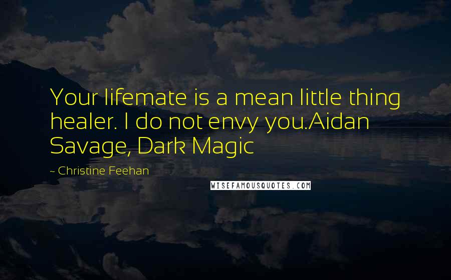 Christine Feehan Quotes: Your lifemate is a mean little thing healer. I do not envy you.Aidan Savage, Dark Magic