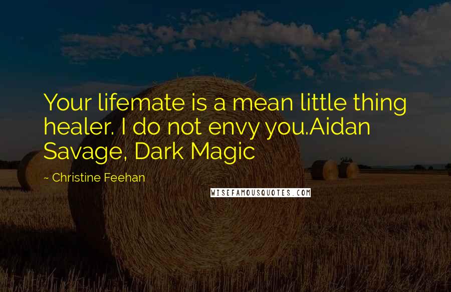 Christine Feehan Quotes: Your lifemate is a mean little thing healer. I do not envy you.Aidan Savage, Dark Magic