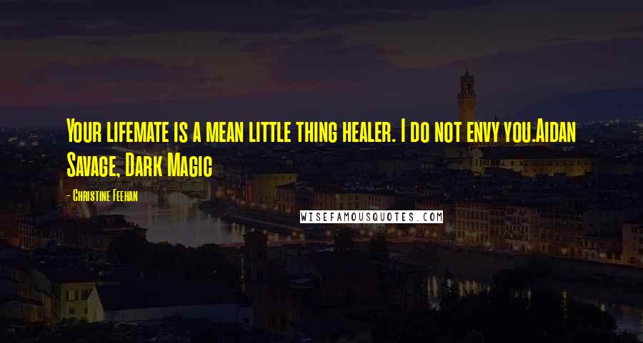 Christine Feehan Quotes: Your lifemate is a mean little thing healer. I do not envy you.Aidan Savage, Dark Magic