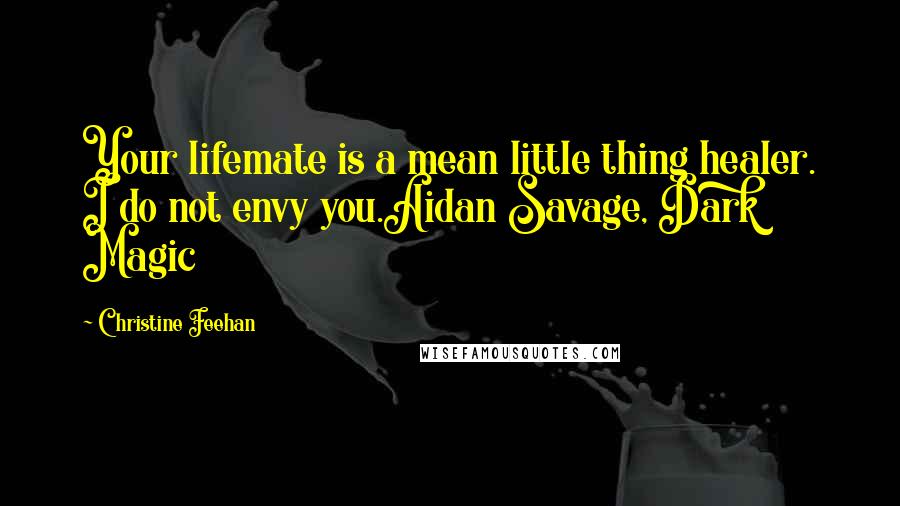 Christine Feehan Quotes: Your lifemate is a mean little thing healer. I do not envy you.Aidan Savage, Dark Magic