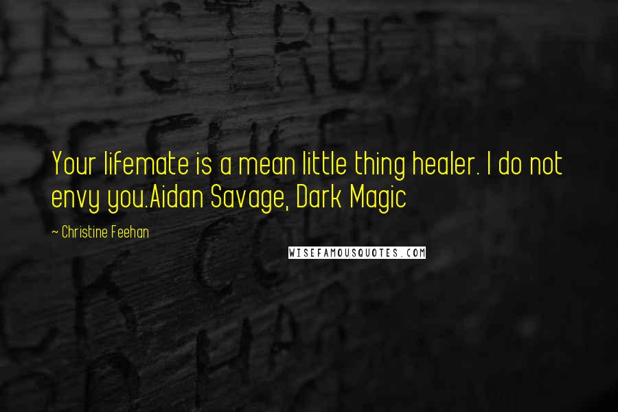 Christine Feehan Quotes: Your lifemate is a mean little thing healer. I do not envy you.Aidan Savage, Dark Magic