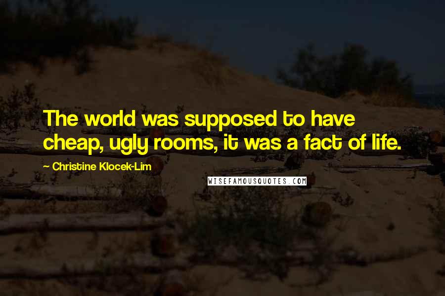 Christine Klocek-Lim Quotes: The world was supposed to have cheap, ugly rooms, it was a fact of life.