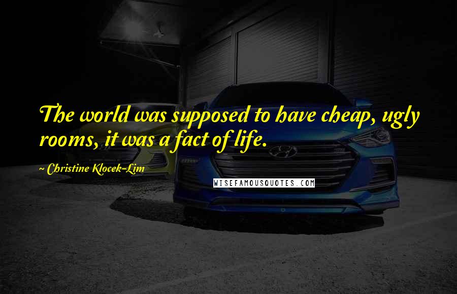 Christine Klocek-Lim Quotes: The world was supposed to have cheap, ugly rooms, it was a fact of life.