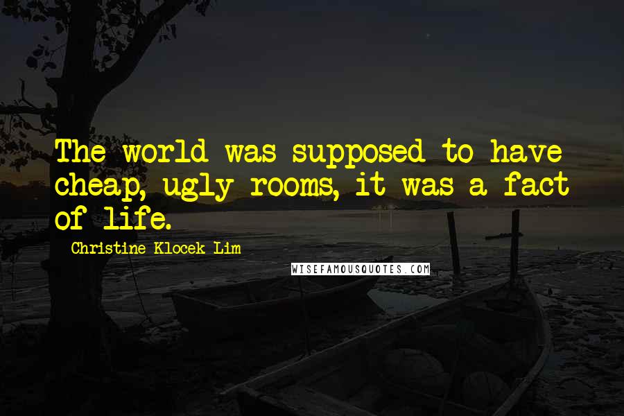 Christine Klocek-Lim Quotes: The world was supposed to have cheap, ugly rooms, it was a fact of life.