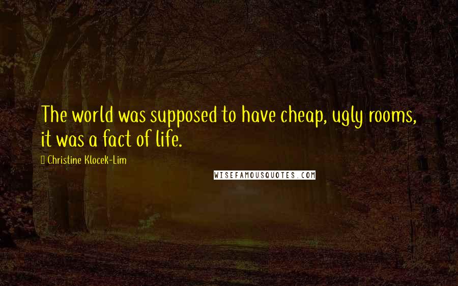 Christine Klocek-Lim Quotes: The world was supposed to have cheap, ugly rooms, it was a fact of life.